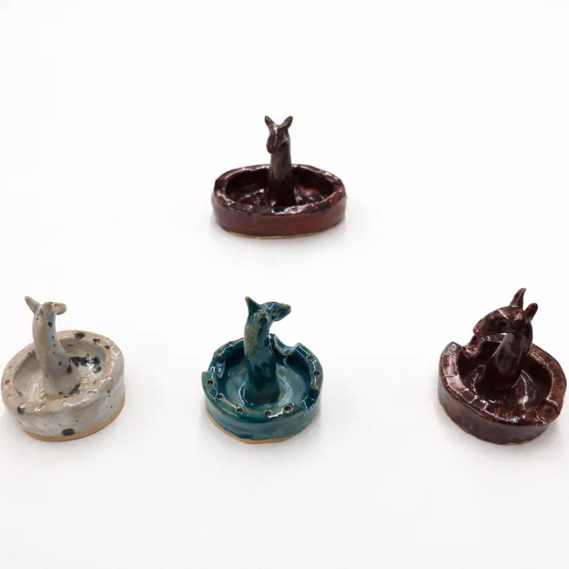 Horse Ashtrays by Elena Danescu, glazed ceramic ashtrays