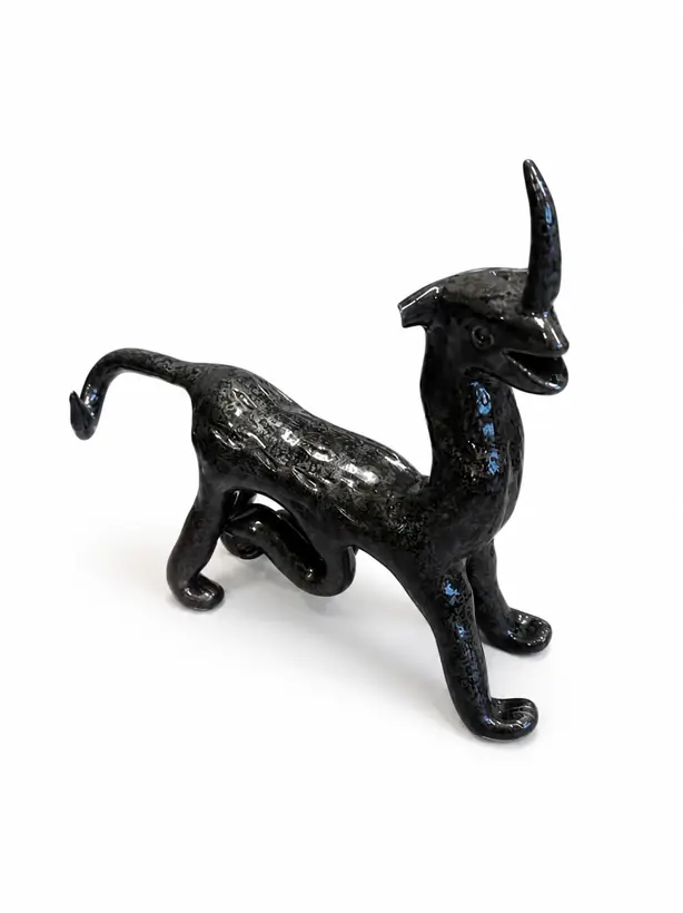 Monster by Elena Danescu, glazed ceramic sculpture