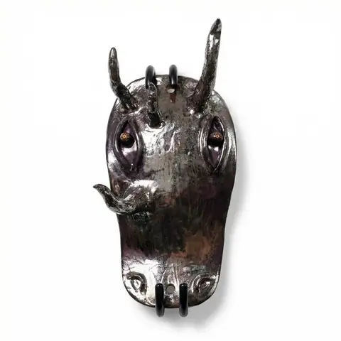 The Deer by Elena Danescu, glazed ceramic mask